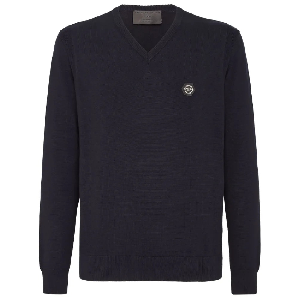 Heren Philipp Plein Truien & Vesten^Cotton Pullover V-Neck LS