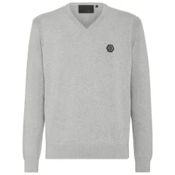 Heren Philipp Plein Cotton Pullover V-Neck LS