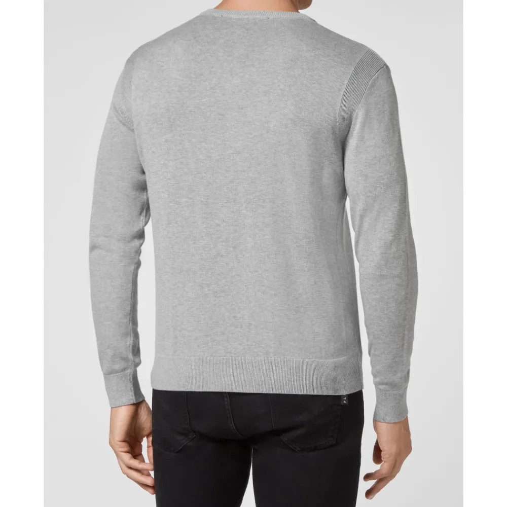 Heren Philipp Plein Cotton Pullover V-Neck LS