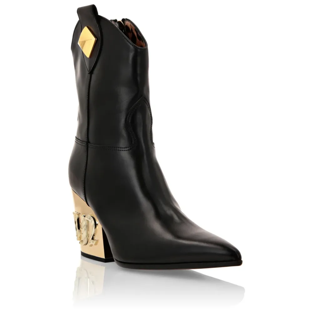 DAMES Philipp Plein Cowboy Mid-Heel Laarzen Gothic Plein