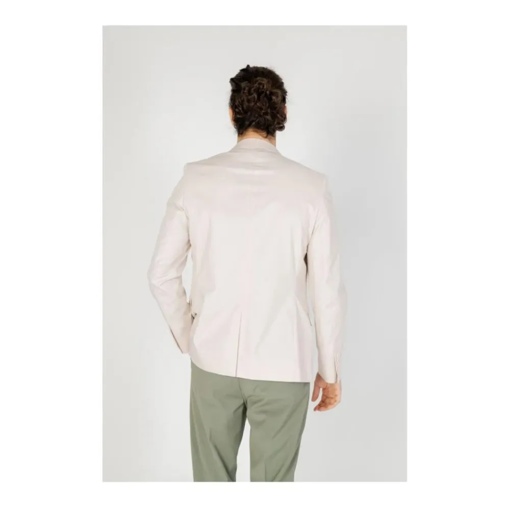 Heren Antony Morato Crème Katoenen Pak Blazer Model
