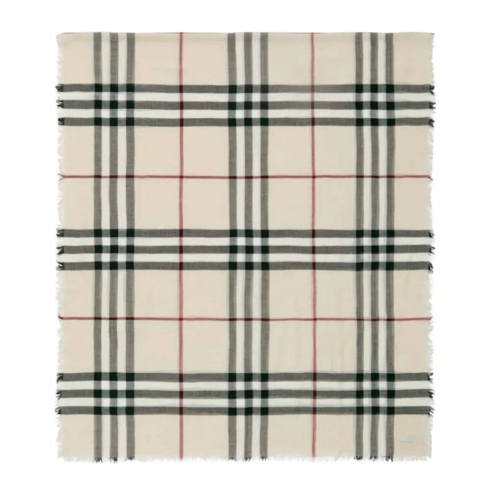DAMES Burberry Sjaals^Crème Ruitpatroon Wollen Sjaal