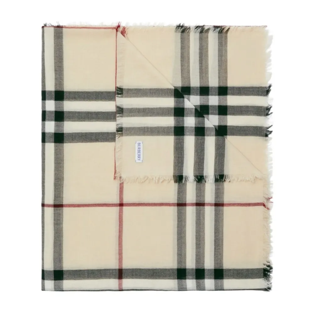 DAMES Burberry Sjaals^Crème Ruitpatroon Wollen Sjaal