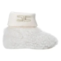 Elisabetta Franchi Crème Shearling Platte Schoenen