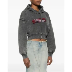 DAMES Off White Cropped Logo Sweatshirt