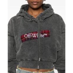 DAMES Off White Cropped Logo Sweatshirt