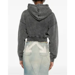 DAMES Off White Cropped Logo Sweatshirt