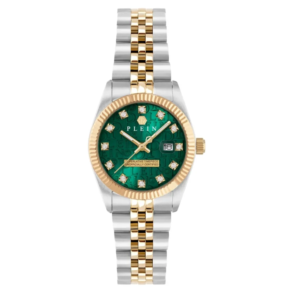 DAMES Philipp Plein Dameshorloge Datum Superlatief Bicolor/groen