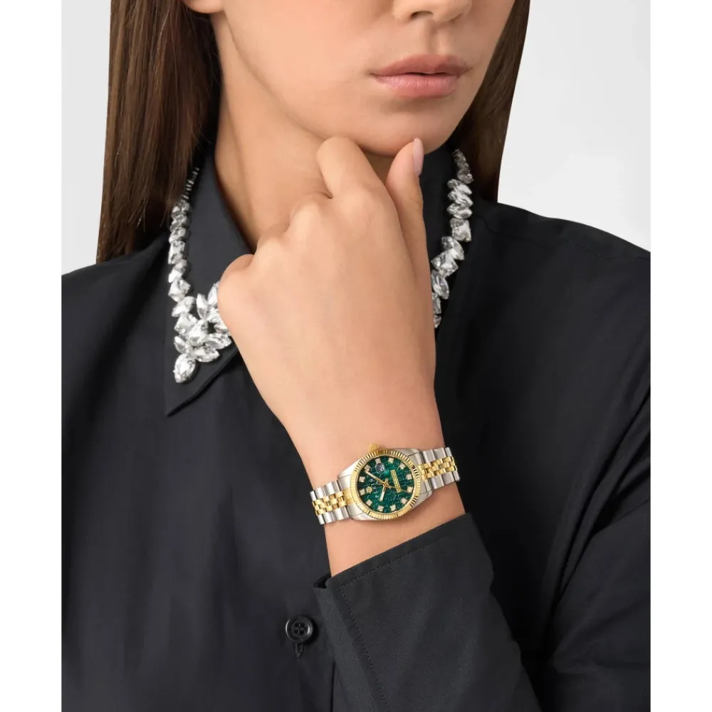 DAMES Philipp Plein Dameshorloge Datum Superlatief Bicolor/groen