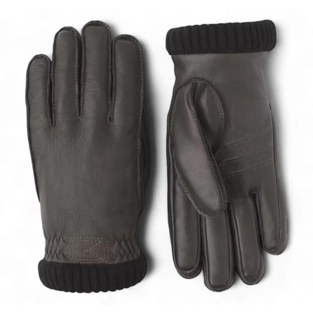 Heren Hestra Deerskin Primaloft Rib Handschoenen, Donker