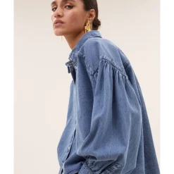DAMES By-Bar Blouses^Denim Blouse met Lange Mouwen