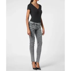 DAMES Philipp Plein Denim Broek Lage Taille Biker