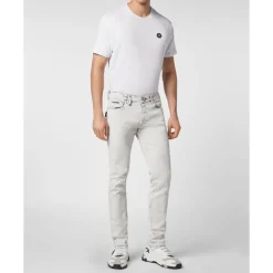 Heren Philipp Plein Jeans^Denim Broek Super Straight Cut Skull&Bones