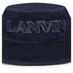 Lanvin Denim Cloche Hoed met Franje Logo
