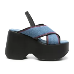 DAMES Vic Matié Denim Crossover Strap Platform Sandalen