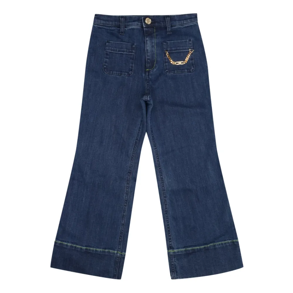 Elisabetta Franchi Denim Leggings met Rits en Zakken