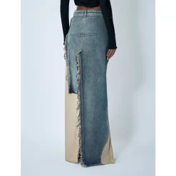 DAMES Rick Owens Rokken^Denim Maxi Rok met Beschadigingen