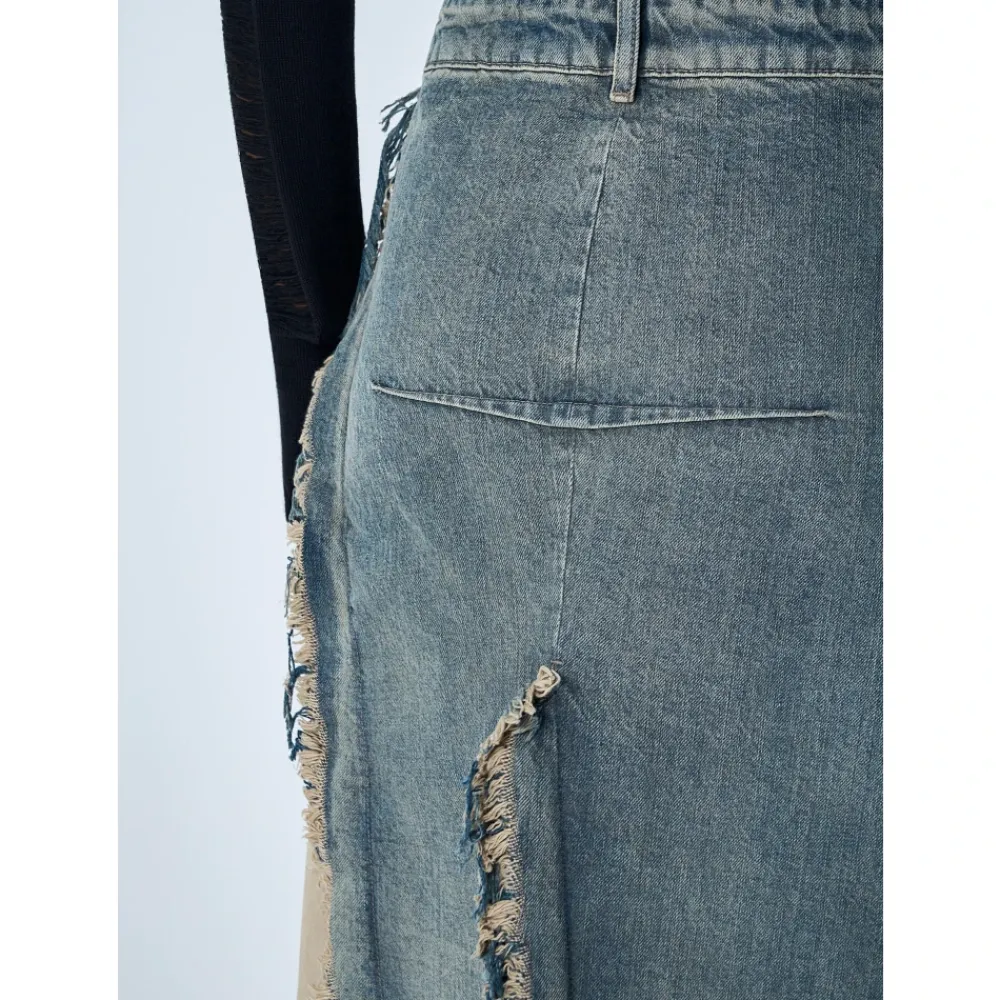 DAMES Rick Owens Rokken^Denim Maxi Rok met Beschadigingen