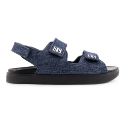 DAMES Givenchy Denim Platte Sandalen met Klittenbandsluiting