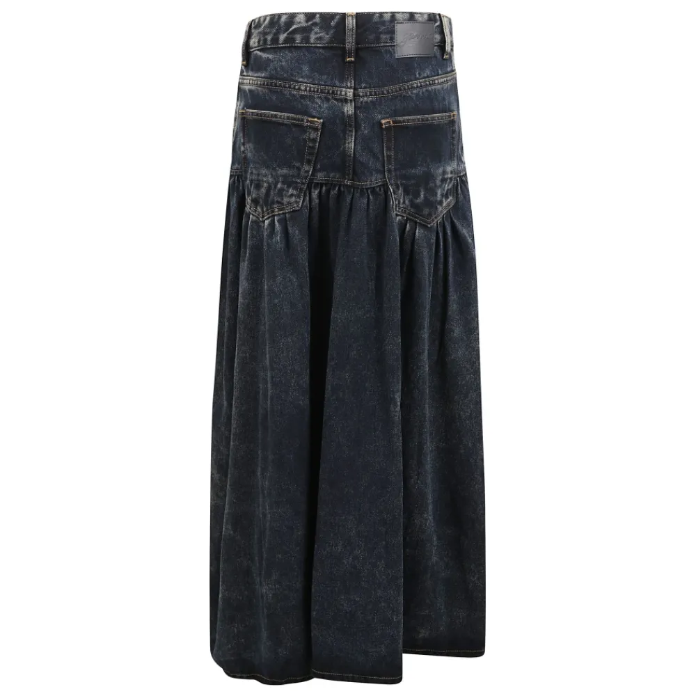 DAMES Ganni Denim rok met logo patch