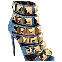 DAMES Philipp Plein Sandalen^Denim Sandalen Hoge Hakken Studs