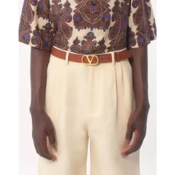 Heren Valentino Garavani Diep Karamel VLogo Handtekening Riem