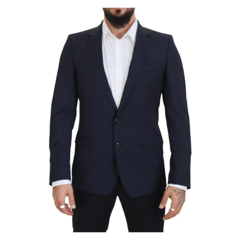 Heren Dolce & Gabbana Donkere Wol Single Breasted Blazer