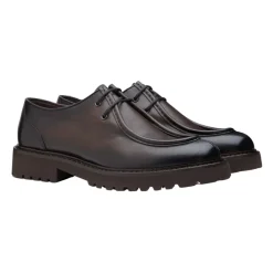 Heren Doucal's Donkere Leren Veterschoenen met Modern Design