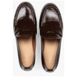 DAMES Estro Donkere loafers voor dames gemaakt van patent echt leer