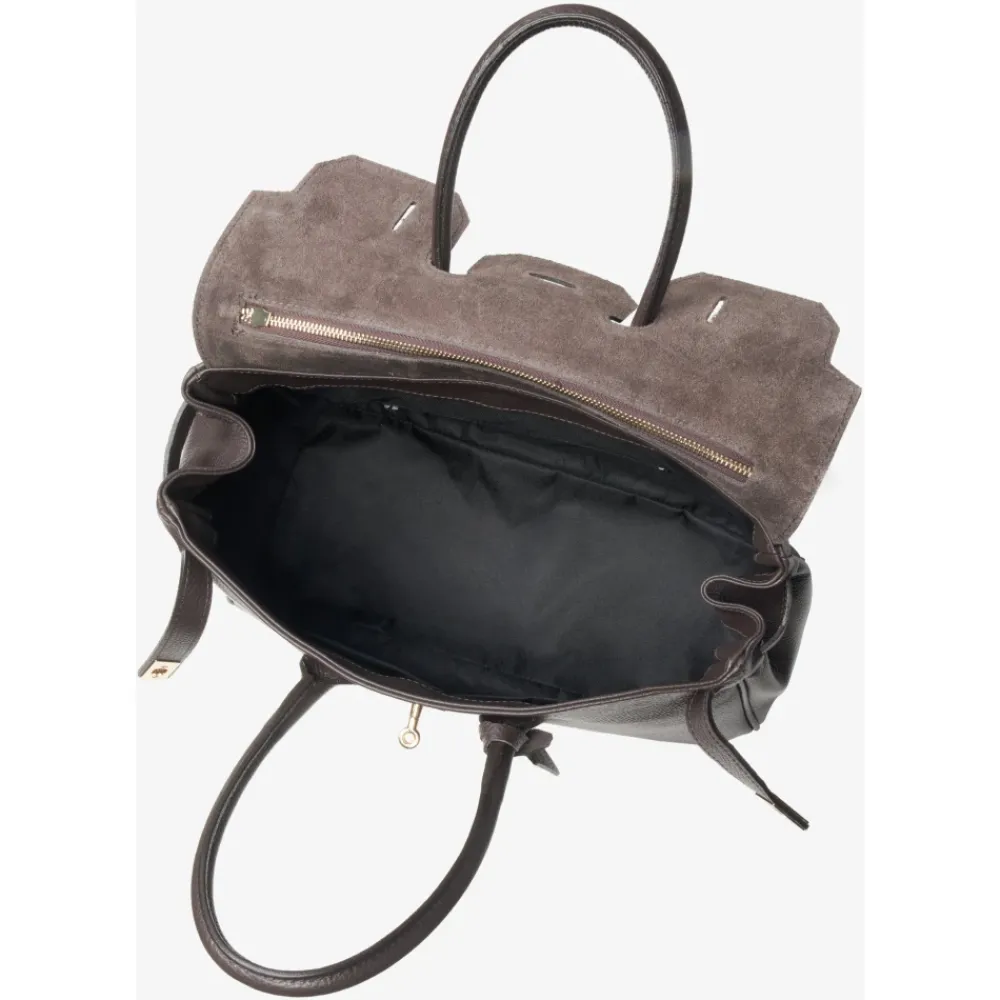 DAMES Estro Handtassen^Donkere Satchel Handtas voor Vrouwen gemaakt van Premium Italiaans Echt Leer