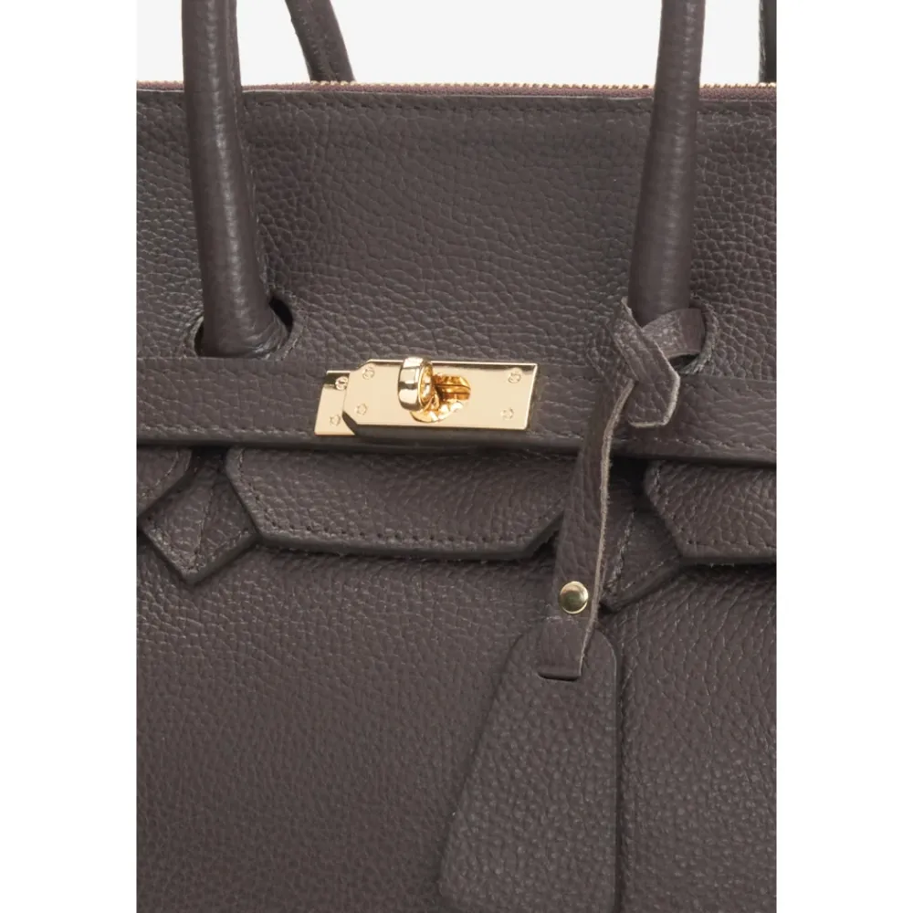 DAMES Estro Handtassen^Donkere Satchel Handtas voor Vrouwen gemaakt van Premium Italiaans Echt Leer