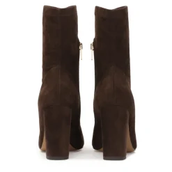 DAMES Kazar Enkellaarsjes|Laarzen^Donkere stoffen laarzen met een paal