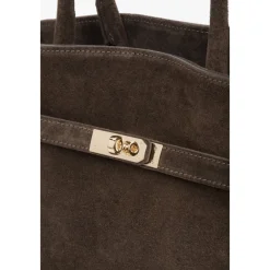 DAMES Estro Handtassen^Donkere tote tas voor vrouwen gemaakt van Premium Echt Italiaans Velours