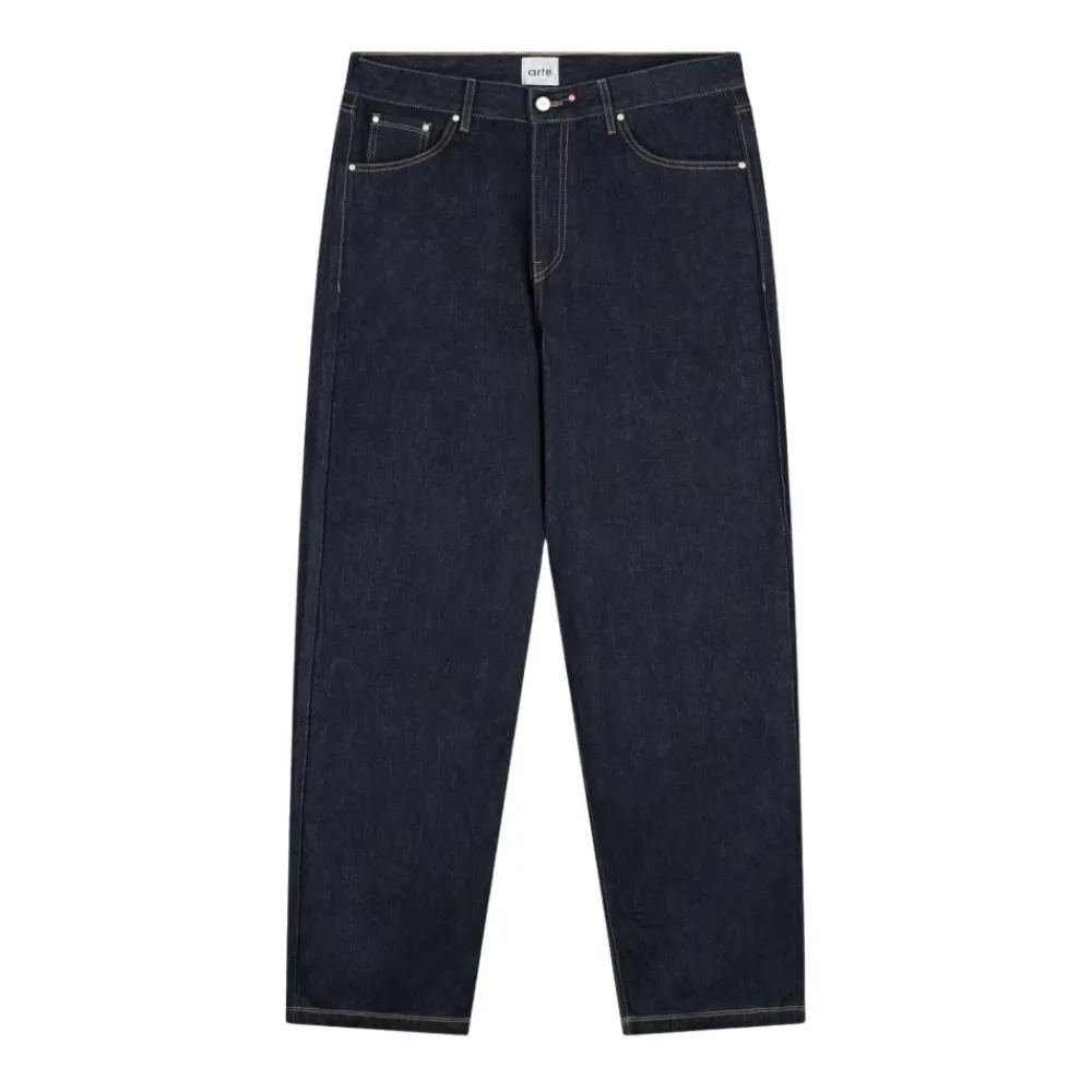 Heren Arte Antwerp Donkere Ruwe Denim Straight-Cut Jeans