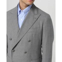 Heren Tagliatore Double Breasted Grijze Wollen Blazer