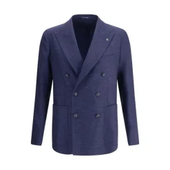 Heren Tagliatore Kostuums^Double-breasted blazer met peak revers en opgestikte zakken