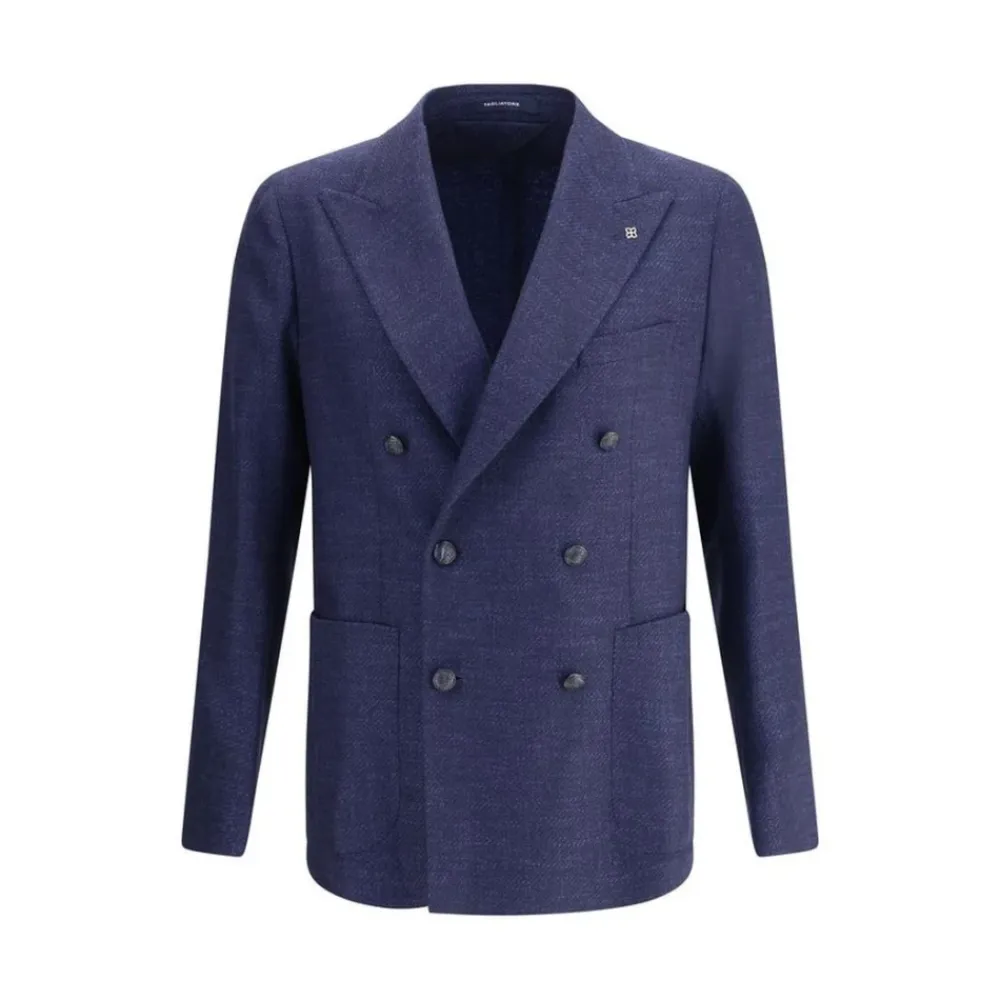 Heren Tagliatore Kostuums^Double-breasted blazer met peak revers en opgestikte zakken