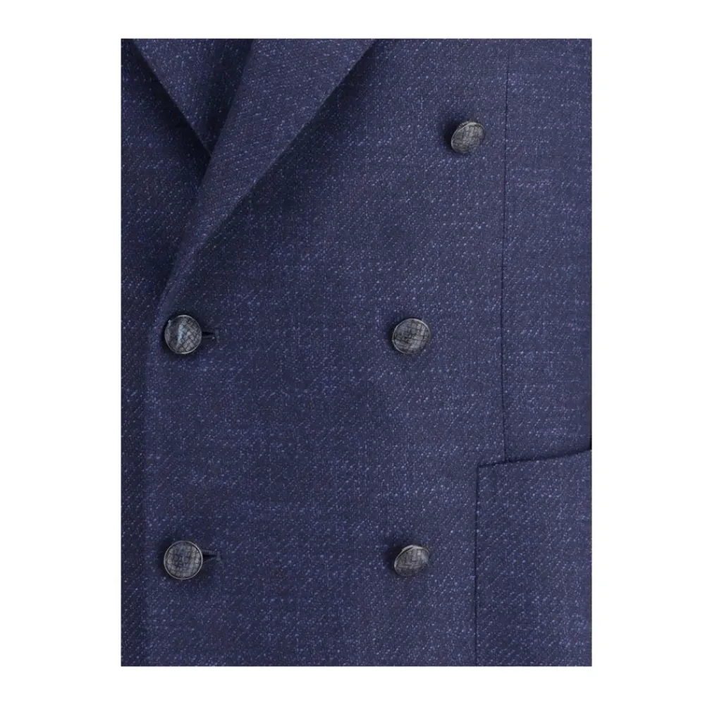 Heren Tagliatore Kostuums^Double-breasted blazer met peak revers en opgestikte zakken