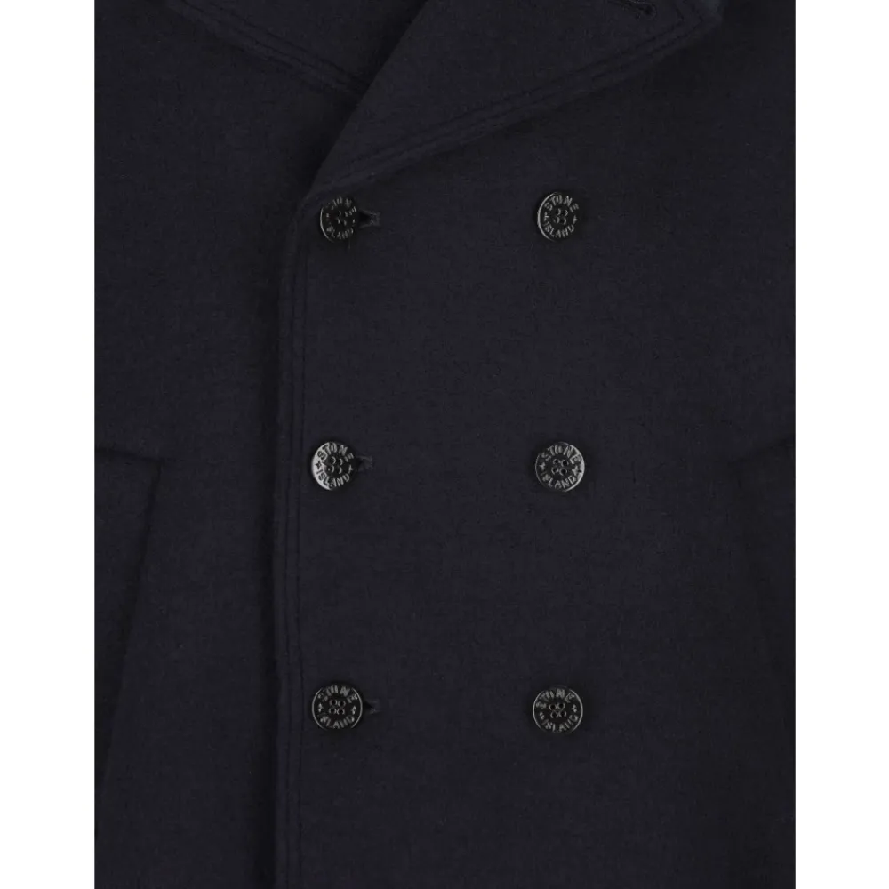 Heren Stone Island Double-breasted Pea Coat