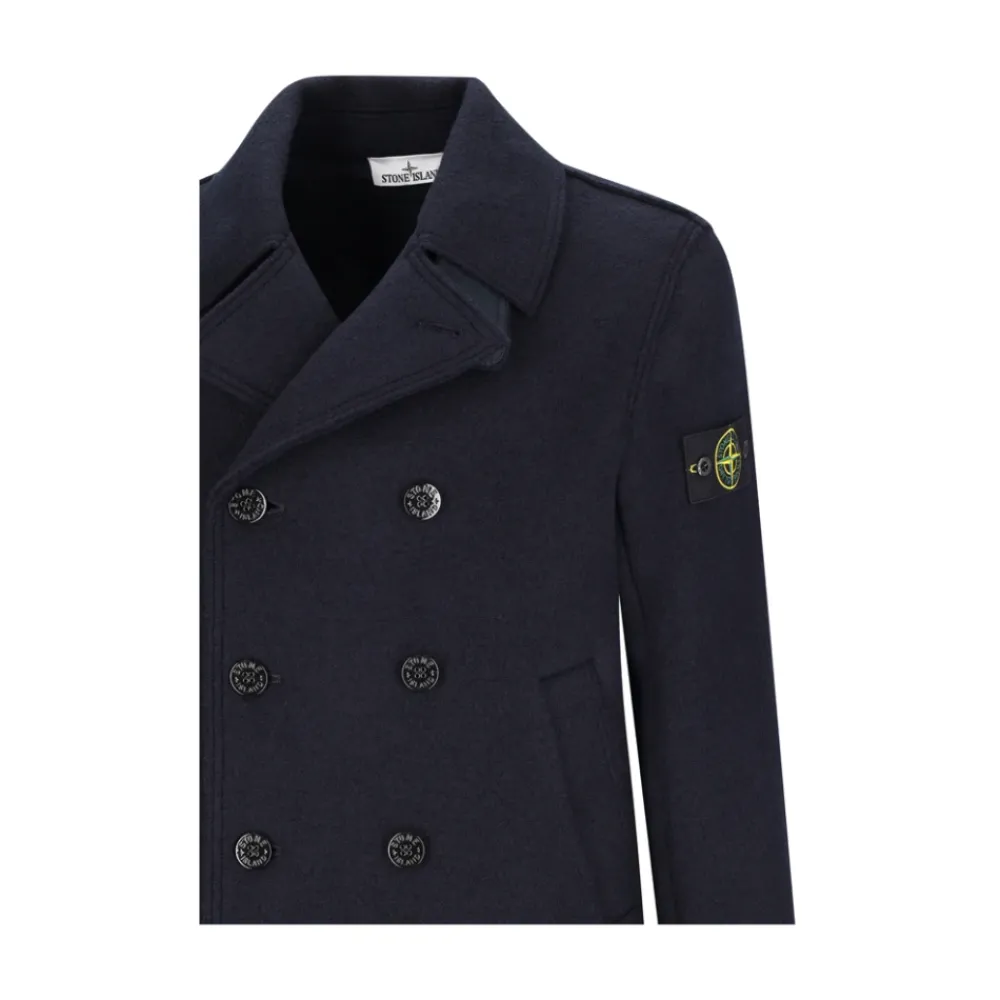 Heren Stone Island Double-breasted Pea Coat