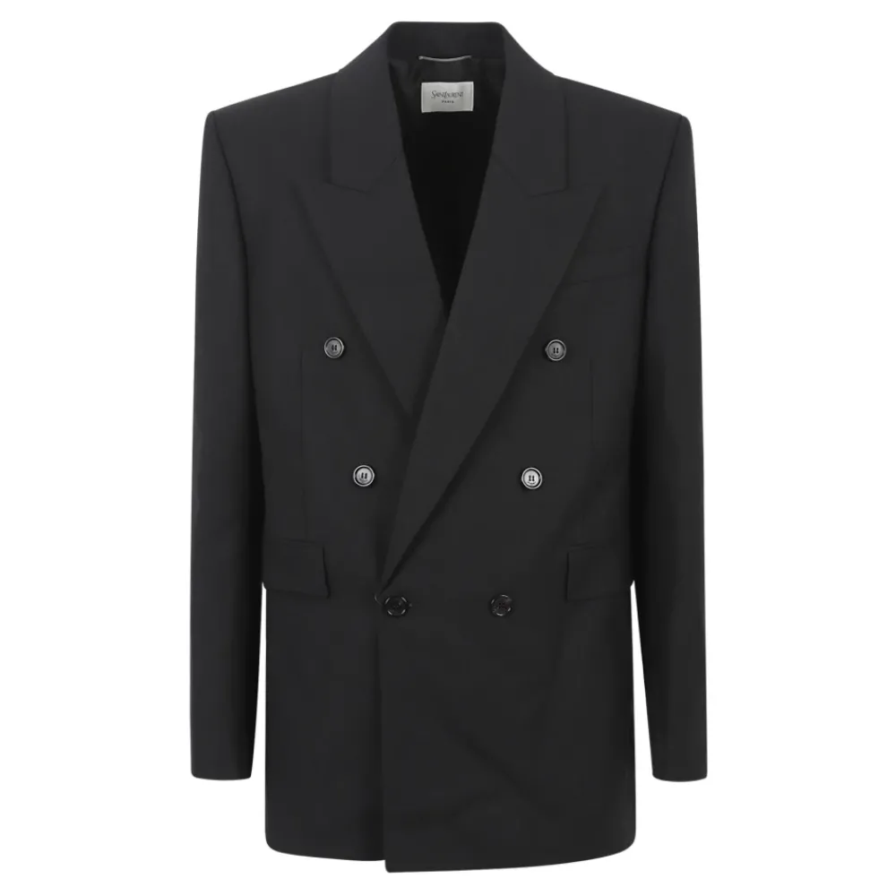 Heren Saint Laurent Double-breasted wollen jas