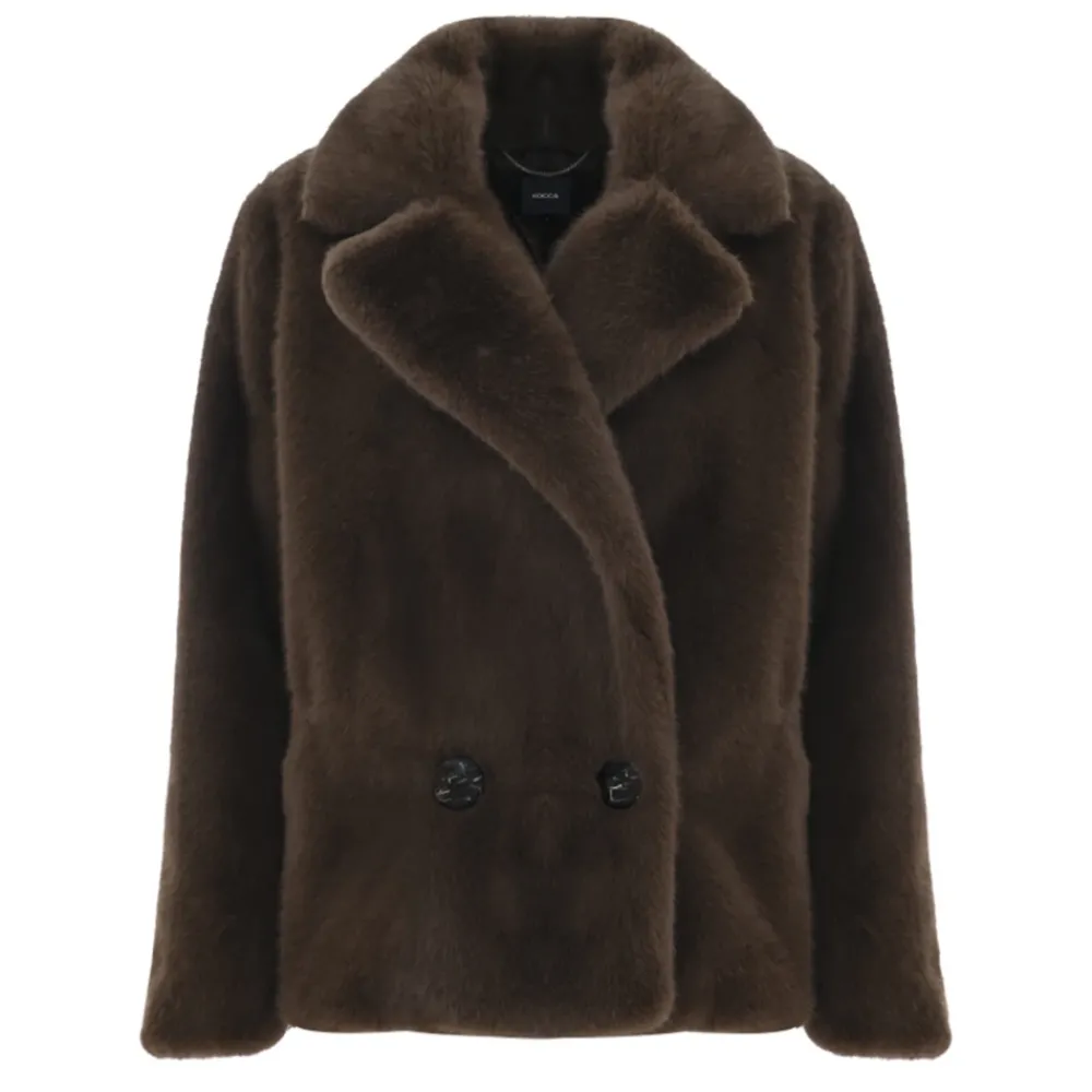 DAMES Kocca Jassen^Dubbelrijig Kunstbontjas