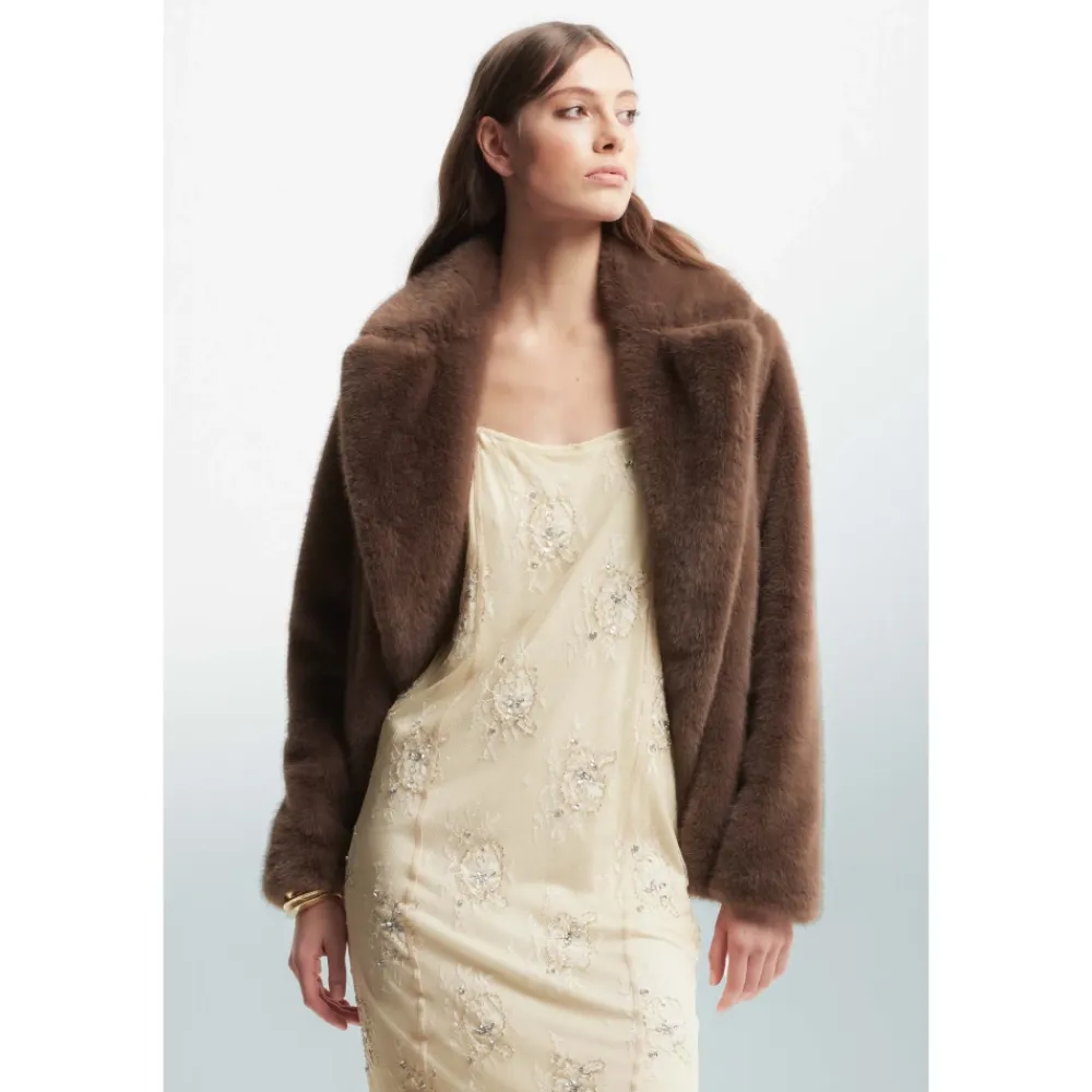 DAMES Kocca Jassen^Dubbelrijig Kunstbontjas