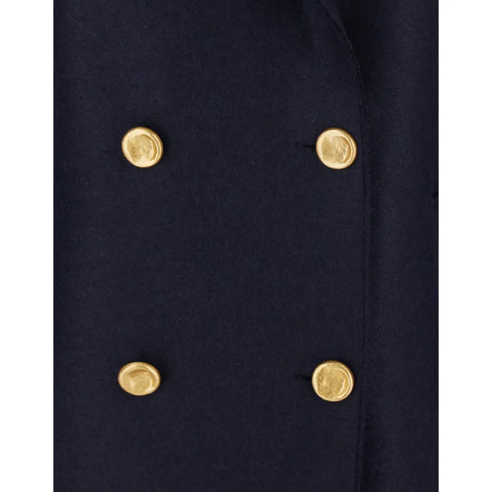 DAMES Harris Wharf London Dubbelrijige Gouden Knopen Jas