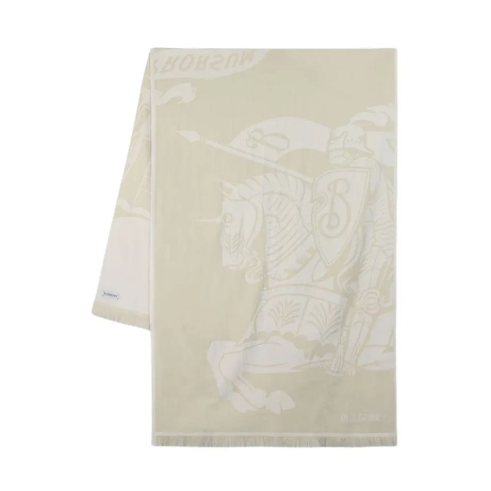 DAMES Burberry EKD Motif Sjaal met Rafels