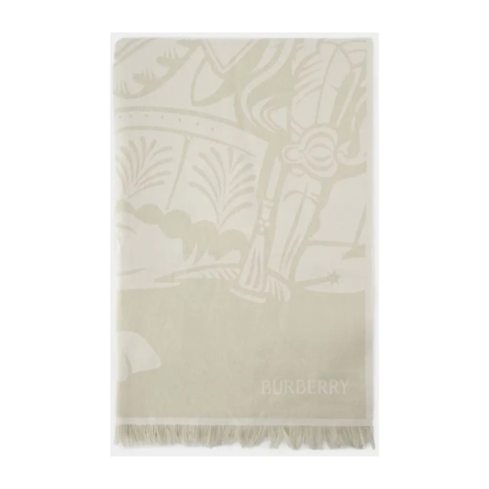 DAMES Burberry EKD Motif Sjaal met Rafels