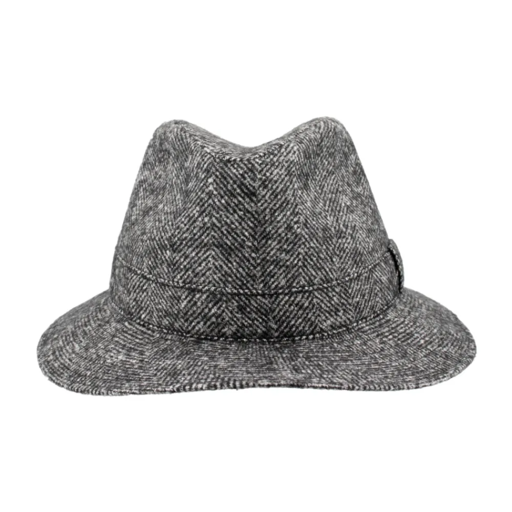 Heren Borsalino Hoeden^Elegant Herringbone Fedora Hat