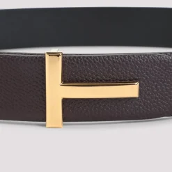 Heren Tom Ford Elegant Reversible Leather Belt Nude