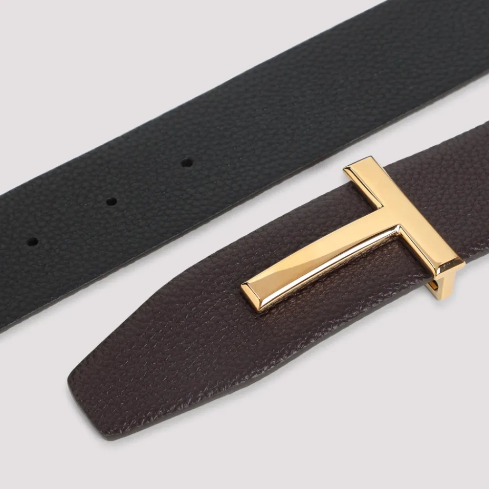 Heren Tom Ford Elegant Reversible Leather Belt Nude