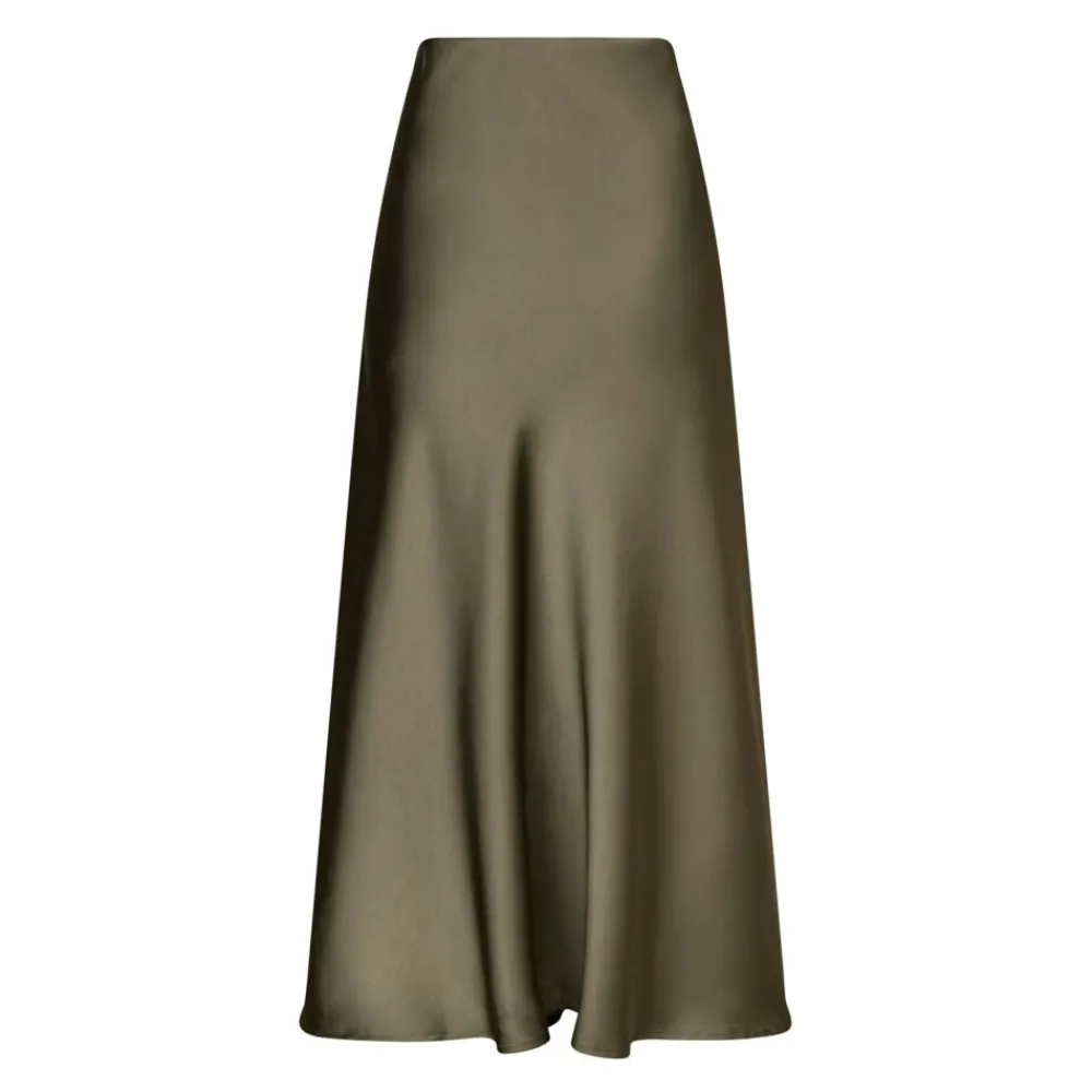 DAMES Neo Noir Rokken^Elegante Cold Green Satijnen Rok